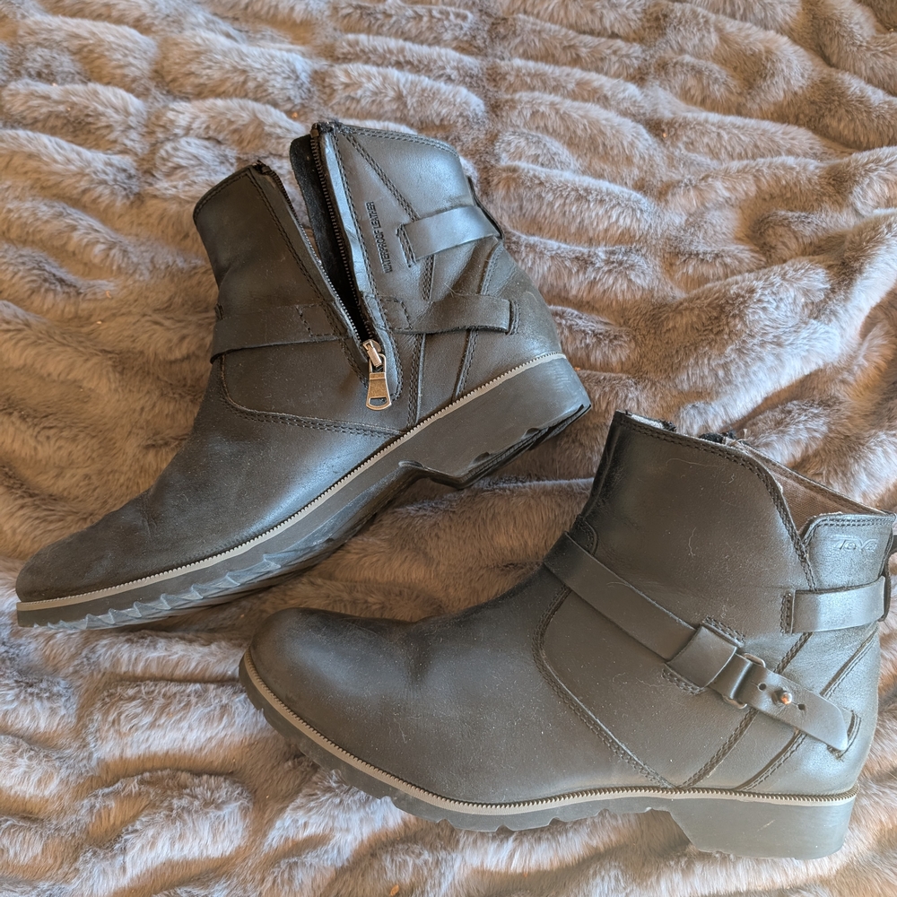 Teva Black Ankle Booties with Side Zipper